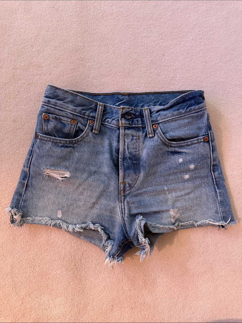 Levi's Light Blue Distressed Denim Cutoff Shorts
